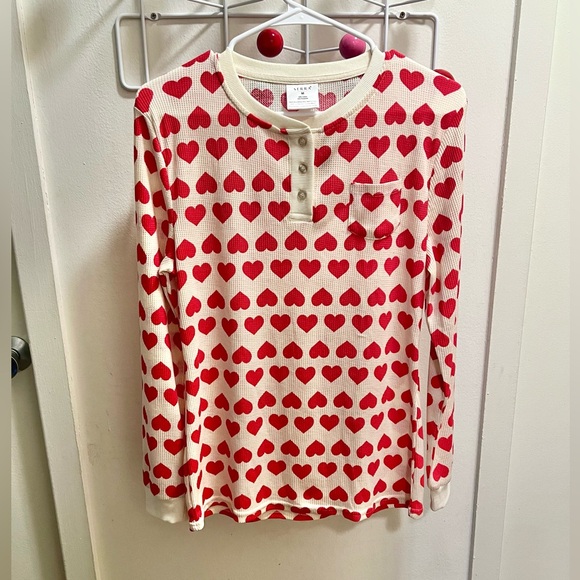 BNWT ❤️ Serra 2-Piece Waffle Thermal Knit Heart Print Sleepwear Set - Picture 3 of 4